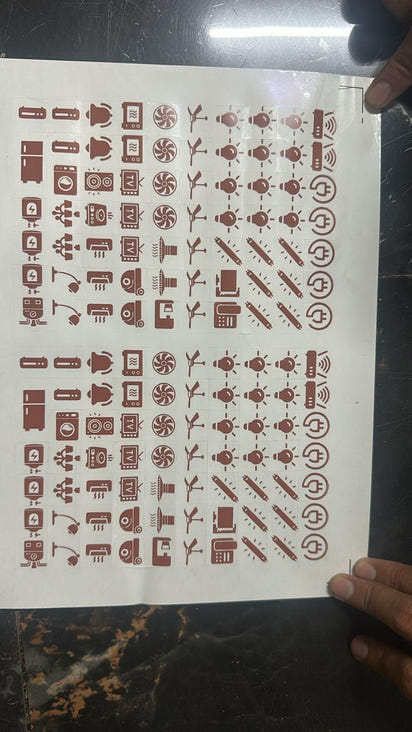 Premium Gold Switch Label Stickers – Fan, Light, AC Icons