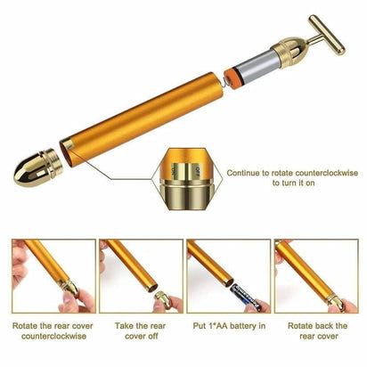 24K Gold Beauty Bar – Anti-Aging Electric Face Roller