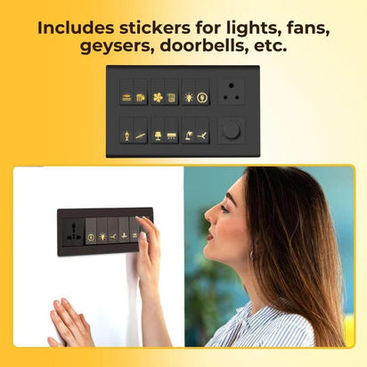 Premium Gold Switch Label Stickers – Fan, Light, AC Icons