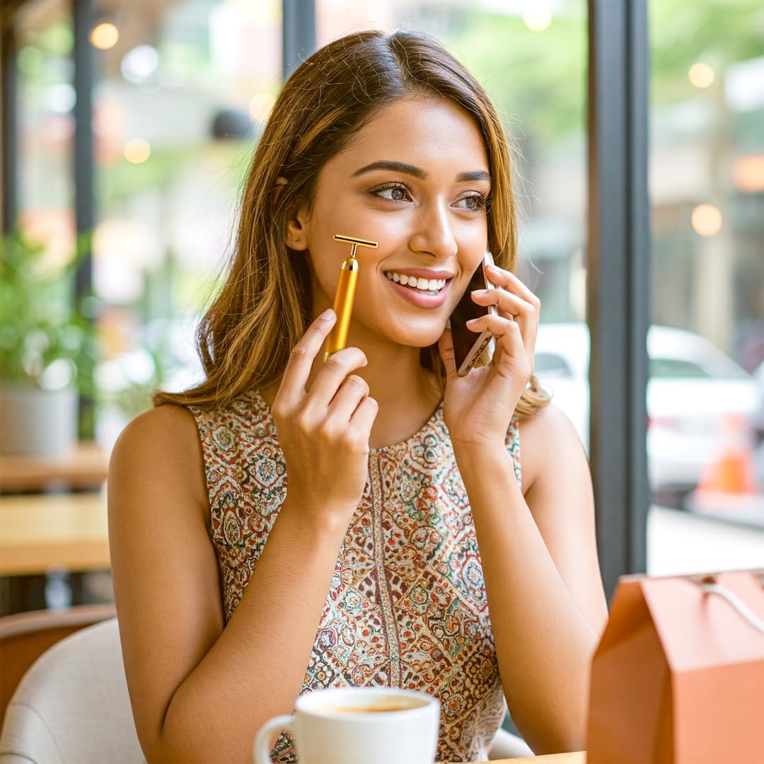 24K Gold Beauty Bar – Anti-Aging Electric Face Roller